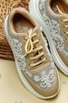 Shop_Sole Mates by Palak_Beige Pearly Embroidered Sneakers _at_Aza_Fashions