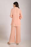 Shop_Grass & Sunshine_Peach Viscose Collared Radiance Co-ord Set _at_Aza_Fashions