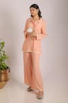 Buy_Grass & Sunshine_Peach Viscose Collared Radiance Co-ord Set _at_Aza_Fashions