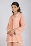Buy_Grass & Sunshine_Peach Viscose Collared Radiance Co-ord Set _Online_at_Aza_Fashions
