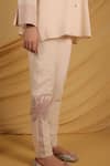 Grass & Sunshine_Beige Cotton, Linen Embroidery Round Neck Island Dreams Pant Set _Online_at_Aza_Fashions