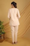 Shop_Grass & Sunshine_Beige Cotton, Linen Embroidery Round Neck Island Dreams Pant Set _at_Aza_Fashions