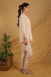 Shop_Grass & Sunshine_Beige Cotton, Linen Embroidery Round Neck Island Dreams Pant Set _Online_at_Aza_Fashions