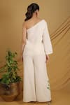 Shop_Grass & Sunshine_Off White Cotton, Linen Embroidery Off-shoulder Garden Glow Co-ord Set _at_Aza_Fashions