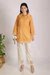 Buy_Grass & Sunshine_Mustard Cotton Collared Modern Sunshine Kurta Set _at_Aza_Fashions