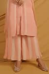 Grass & Sunshine_Peach Cotton Embroidery Collared Sleeveless Summer Kurta Set _Online_at_Aza_Fashions