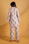 Shop_Grass & Sunshine_Pink Cotton, Silk Collared Rosebud Garden Co-ord Set _at_Aza_Fashions