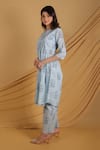 Shop_Grass & Sunshine_Blue Cotton Round Neck Dainty Floral Co-ord Set _Online_at_Aza_Fashions