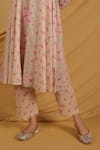 Grass & Sunshine_Beige Cotton Collared Spring Meadow Kurta And Pant Set _Online_at_Aza_Fashions
