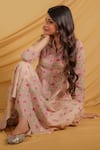 Grass & Sunshine_Beige Cotton Collared Spring Meadow Kurta And Pant Set _at_Aza_Fashions