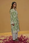 Buy_Rachit Khanna_Green Cotton, Lace, Embroidery V-neck Sage Kurta Set _Online_at_Aza_Fashions