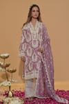 Buy_Rachit Khanna_Purple Chanderi , Embroidery, Lace Mauve Straight Kurta And Pant Set _at_Aza_Fashions