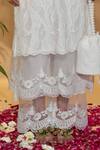 Buy_Rachit Khanna_White Chanderi Cotton, Organza Pearls, Lace Round Neck Cutwork Kurta Set _Online_at_Aza_Fashions