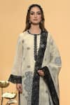 Buy_Rachit Khanna_Beige Organza, Cotton Lace Round Neck Gold Kurta Set _Online_at_Aza_Fashions