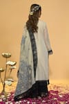 Shop_Rachit Khanna_Beige Organza, Cotton Lace Round Neck Gold Kurta Set _at_Aza_Fashions