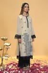 Rachit Khanna_Beige Organza, Cotton Lace Round Neck Gold Kurta Set _at_Aza_Fashions
