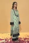 Rachit Khanna_Green Cotton, Organza Lace Round Neck Mist Kurta Set _Online_at_Aza_Fashions