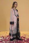 Shop_Rachit Khanna_Blush Cotton, Organza Lace Round Neck Pink Kurta Set _Online_at_Aza_Fashions