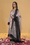 Buy_Rachit Khanna_Blush Cotton, Organza Lace Round Neck Pink Kurta Set _at_Aza_Fashions