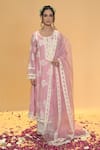 Buy_Rachit Khanna_Blush Chanderi Cotton, Cotton, Organza Embroidery, Lace Pink A Line Kurta Set _at_Aza_Fashions