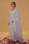 Shop_Rachit Khanna_Purple Chanderi Cotton, Organza Lace, Lavender A Line Kurta And Pants Set _Online_at_Aza_Fashions