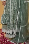 Buy_Rachit Khanna_Green Chanderi Cotton, Organza Lace, Embroidery Keyhole Forest Anarkali Set _Online_at_Aza_Fashions