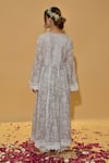 Shop_Rachit Khanna_Gray Chanderi Cotton, Organza Lace Round Light Grey Embroidered Anarkali Suit _at_Aza_Fashions