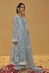 Buy_Rachit Khanna_Blue Chanderi Cotton, Organza Lace, Embroidery Round Cerulean Anarkali Suit _Online_at_Aza_Fashions