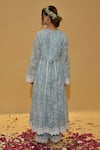 Shop_Rachit Khanna_Blue Chanderi Cotton, Organza Lace, Embroidery Round Cerulean Anarkali Suit _at_Aza_Fashions