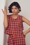 Shop_MAISOLOS_Multi Color Cotton Embroidery Round Neck Multi-colour Pant Set _Online_at_Aza_Fashions