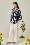 Shop_MAISOLOS_Black Poplin Embroidery Round Neck Floral Blouse _Online_at_Aza_Fashions