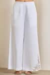 Shop_MAISOLOS_White Linen Embroidery Collared Pant Set _Online_at_Aza_Fashions