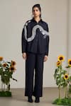 Buy_MAISOLOS_Black Poplin Embroidery Collared Shirt _Online_at_Aza_Fashions