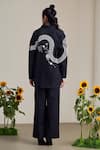Shop_MAISOLOS_Black Poplin Embroidery Collared Shirt _at_Aza_Fashions