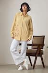 Buy_MAISOLOS_Yellow Cotton Embroidery Collared Gingham Shirt _Online_at_Aza_Fashions