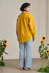 Shop_MAISOLOS_Mustard Cotton Embroidery Collared Designer Shirt _at_Aza_Fashions