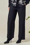 MAISOLOS_Black Poplin Embroidery Collared Designer Shirt And Pant Set _Online_at_Aza_Fashions