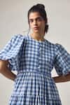Buy_MAISOLOS_Blue Cotton Round Neck And White Checked Maxi Dress _Online_at_Aza_Fashions