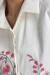 MAISOLOS_Ivory Poplin Embroidery Collared Floral Cropped Shirt _Online_at_Aza_Fashions