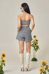 Shop_MAISOLOS_Black Cotton Square Neck And White Gingham Top & Shorts Set _at_Aza_Fashions