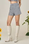 Buy_MAISOLOS_Black Cotton Square Neck And White Gingham Top & Shorts Set _Online_at_Aza_Fashions