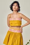 Buy_MAISOLOS_Mustard Cotton, Linen Embroidery Open Neck Floral Tube Top And Skirt Set _Online_at_Aza_Fashions