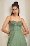 Shop_MAISOLOS_Green Cotton, Linen Embroidery Sweetheart Neck Sage Maxi Dress _Online_at_Aza_Fashions