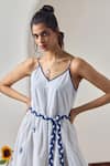 Buy_MAISOLOS_White Linen Embroidery V-neck Maxi Dress _Online_at_Aza_Fashions