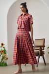 MAISOLOS_Multi Color Cotton Collared Multi-colour Cropped Shirt And Skirt Set _Online_at_Aza_Fashions