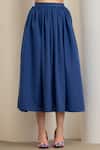 Buy_MAISOLOS_Navy Linen Beads V-neck Blue Jute Skirt Set _Online_at_Aza_Fashions