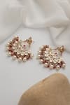 Buy_Swabhimann_Red Diamonds, Pearls Polki Chandbali Earrings _Online_at_Aza_Fashions