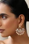 Shop_Swabhimann_Red Diamonds, Pearls Polki Chandbali Earrings _Online_at_Aza_Fashions