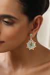 SWABHIMANN_Green Stones, Pearls Polki Dangler Earrings _Online_at_Aza_Fashions