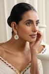 Buy_SWABHIMANN_Green Stones, Pearls Polki Dangler Earrings _at_Aza_Fashions